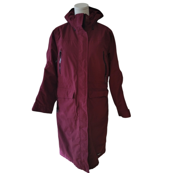 Lands' End Jackets & Blazers - Lands End Wine Color Hooded Waterproof  Long Parka Coat‎ Size Small